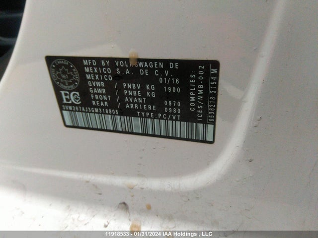 3VW267AJ3GM318805 Volkswagen JETTA