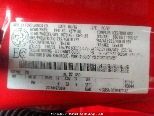 1FADP3L92GL322758 Ford FOCUS ST