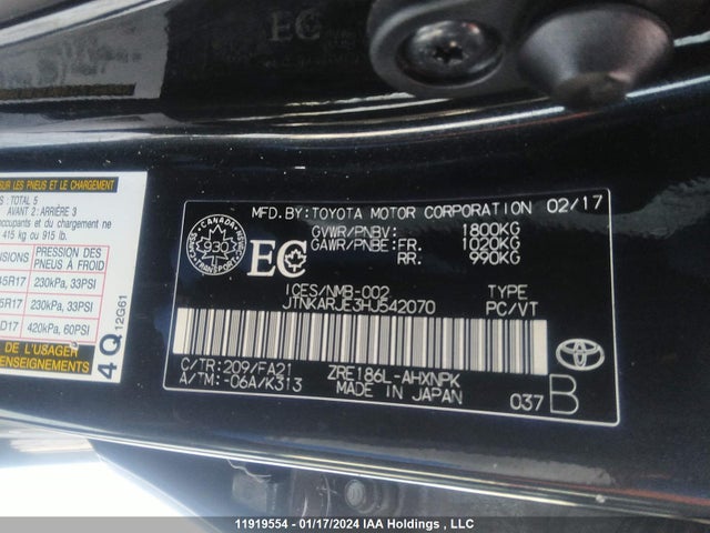 Toyota COROLLA IM 2017 JTNKARJE3HJ542070 Image 9