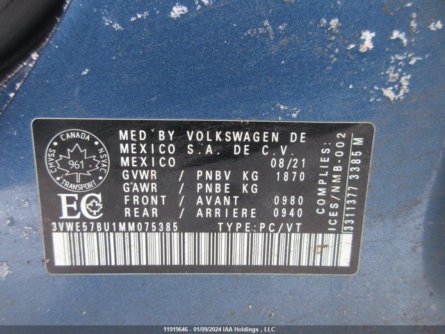 3VWE57BU1MM075385 Volkswagen JETTA SEL