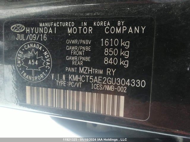 Hyundai ACCENT 2016 KMHCT5AE2GU304330 Image 9