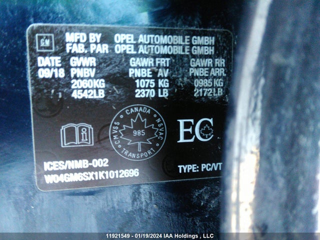 W04GM6SX1K1012696 Buick REGAL SPORTBACK