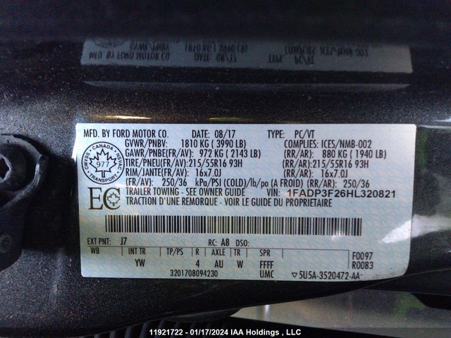 Ford FOCUS SE 2017 1FADP3F26HL320821 Image 9