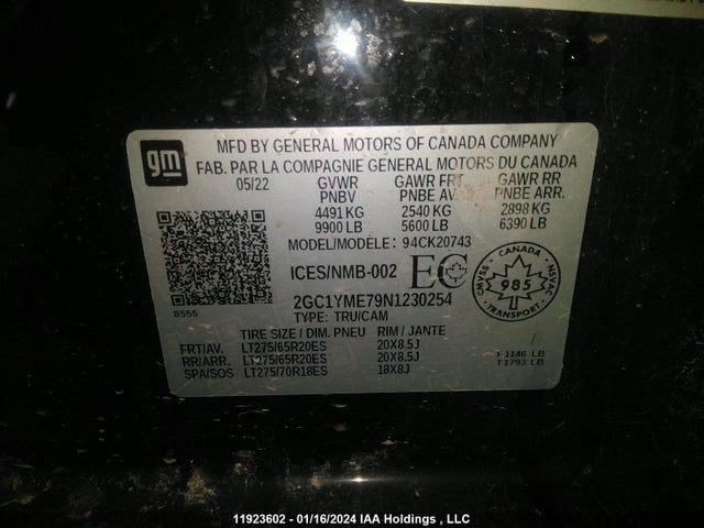 Chevrolet Silverado K2500 Custom 2022 2GC1YME79N1230254 Image 9