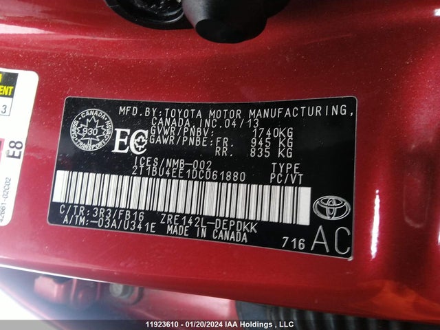 Aukcja sprzedaży 2013 Toyota Corolla Ce, vin: 2T1BU4EE1DC061880, numer aukcji: 11923610
