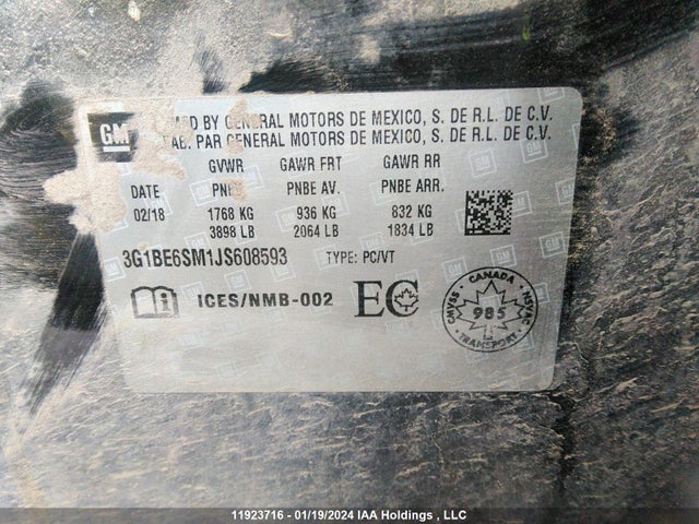 Chevrolet Cruze 2018 3G1BE6SM1JS608593 Image 9