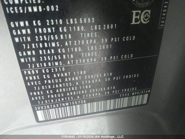 Volkswagen TIGUAN 2022 3VV2B7AX7NM155738 Image 9