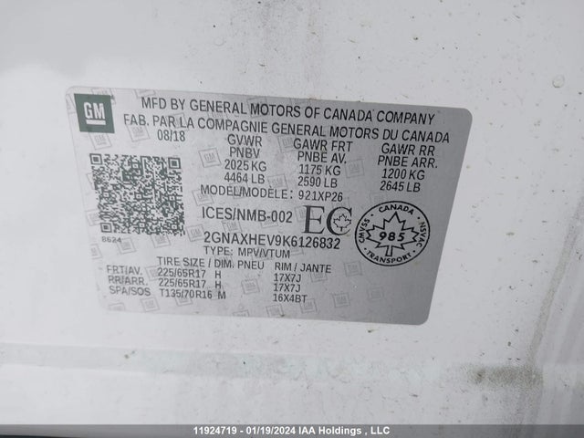 2GNAXHEV9K6126832 Chevrolet Equinox