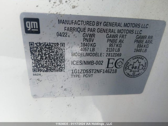 Chevrolet MALIBU LT 2022 1G1ZD5ST2NF146218 Image 9