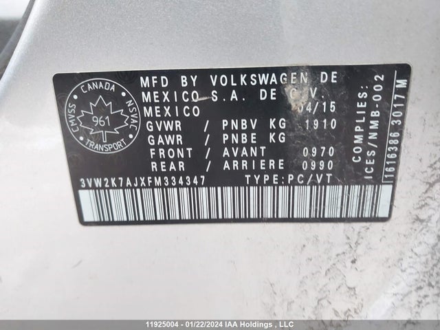 3VW2K7AJXFM334347 Volkswagen Jetta Sedan Td1 Turbo