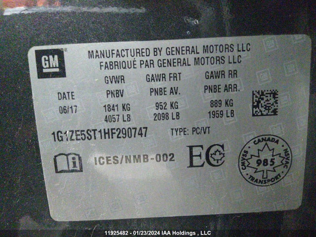 1G1ZE5ST1HF290747 Chevrolet Malibu