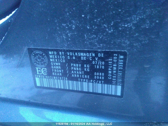 3VWEB7BU2LM076729 Volkswagen JETTA