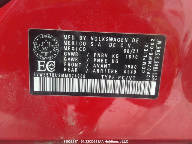 3VWE57BU9MM074968 Volkswagen JETTA
