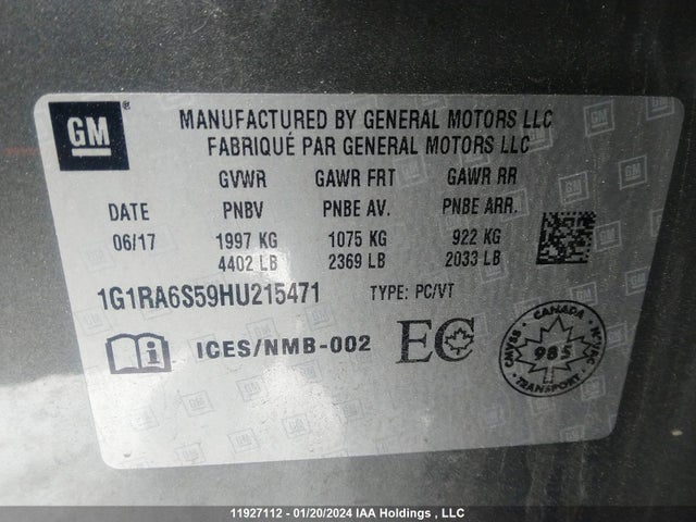 Chevrolet Volt 2017 1G1RA6S59HU215471 Image 9