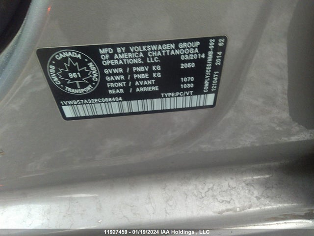 1VWBS7A32EC086404 Volkswagen PASSAT