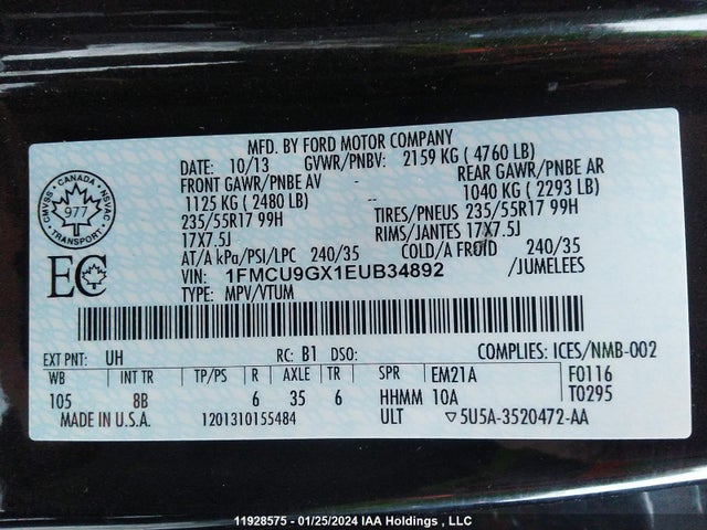 Ford ESCAPE SE 2014 1FMCU9GX1EUB34892 Image 9