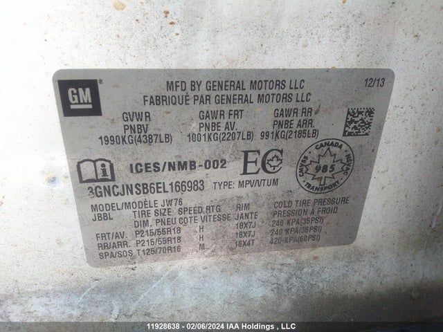Chevrolet Trax 2014 3GNCJNSB6EL166983 Image 9