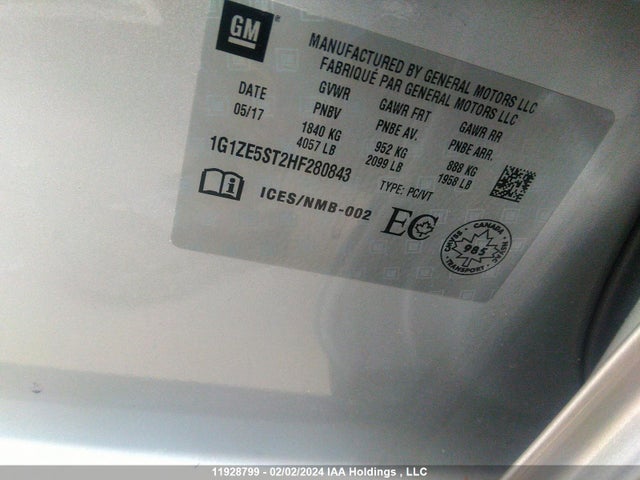 1G1ZE5ST2HF280843 Chevrolet Malibu