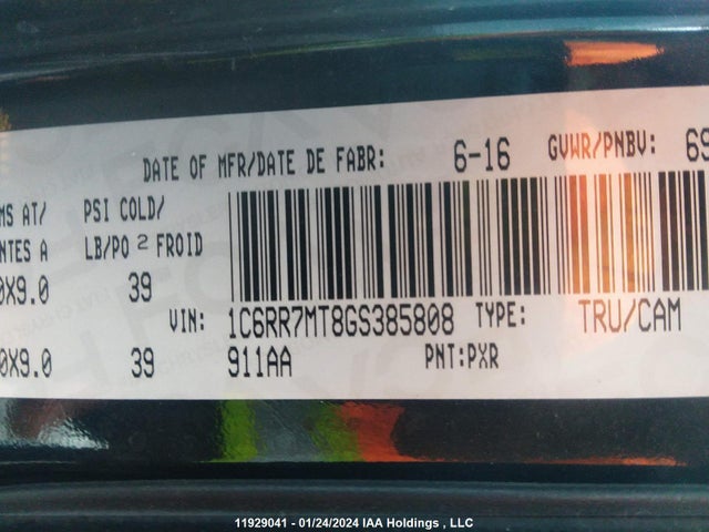 1C6RR7MT8GS385808 RAM 1500 Sport