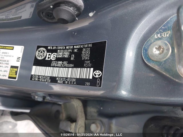 Toyota COROLLA 2020 5YFB4RBE5LP055094 Image 9