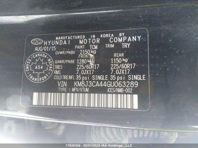 Hyundai TUCSON 2016 KM8J3CA44GU063289 Image 9
