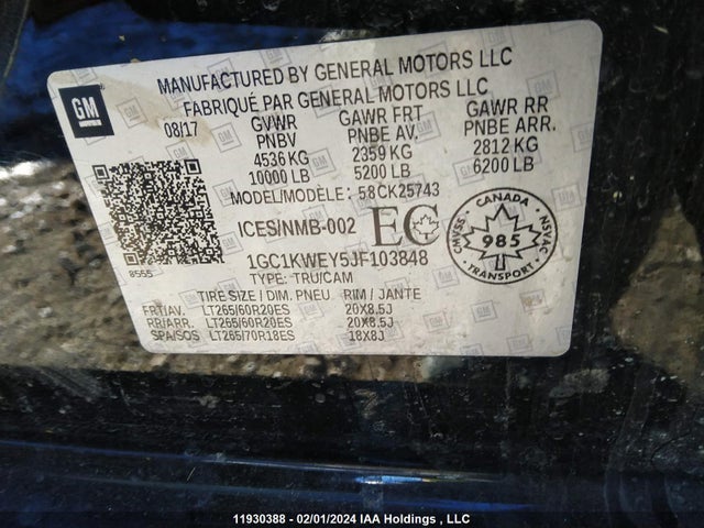 Chevrolet SILVERADO 2500HD 2018 1GC1KWEY5JF103848 Image 9