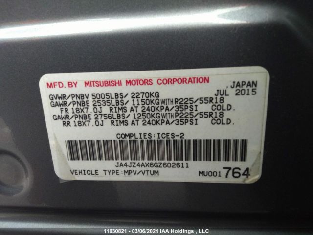 JA4JZ4AX6GZ602611 Mitsubishi Outlander