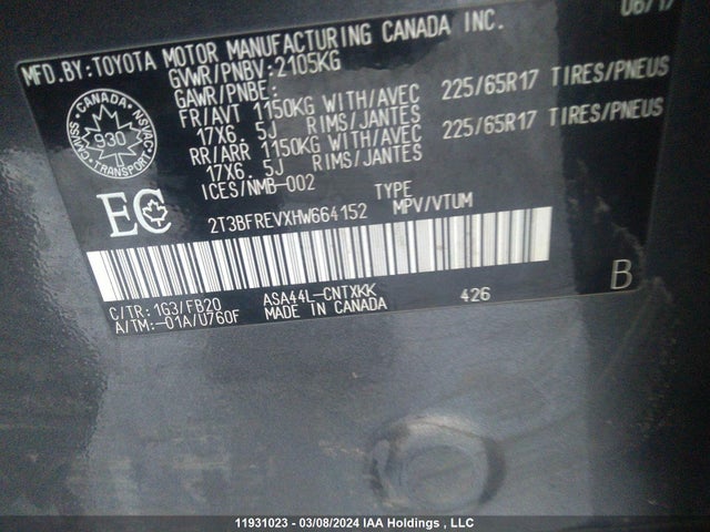 Toyota RAV4 LE 2017 2T3BFREVXHW664152 Image 9