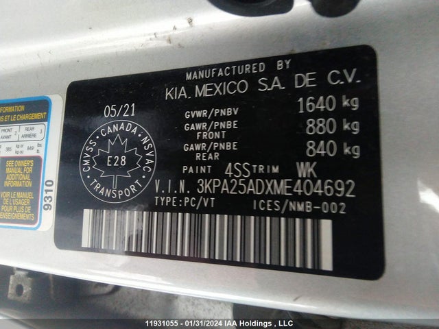 KIA RIO 5-DOOR 2021 3KPA25ADXME404692 Image 9