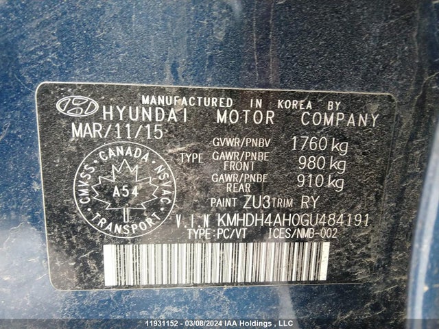 Hyundai Elantra Gls 2016 KMHDH4AH0GU484191 Image 9
