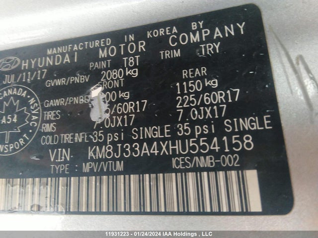 Hyundai TUCSON 2017 KM8J33A4XHU554158 Image 9