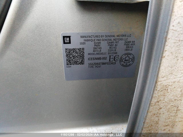 1G1ZD5ST8MF033419 Chevrolet Malibu