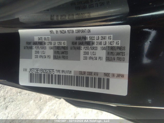 JM3TCBEY6N0623975 Mazda Cx-9 Signature
