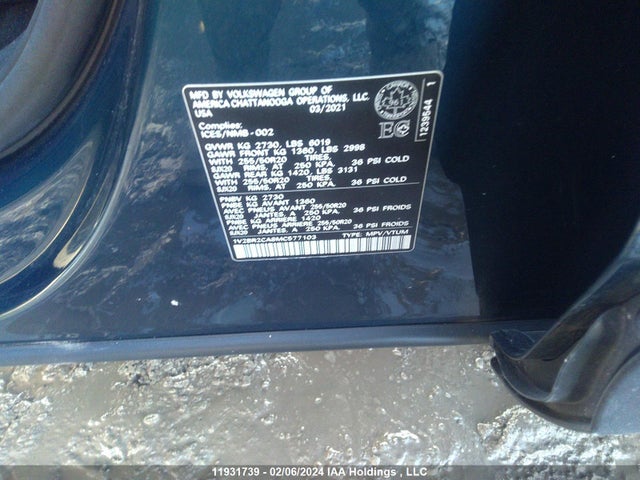 Auction sale of the 2021 Volkswagen Atlas, vin: 1V2BR2CA8MC577103, lot number: 11931739