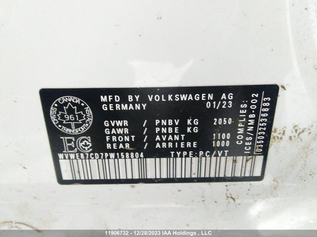 WVWEB7CD7PW158804 Volkswagen Golf R