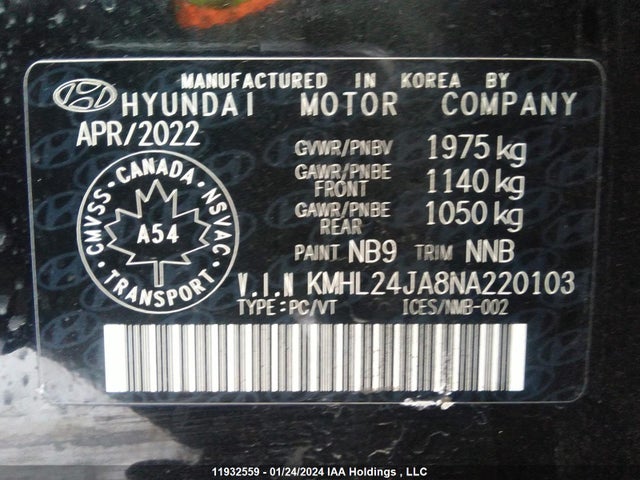 Hyundai Sonata Preferred 2022 KMHL24JA8NA220103 Image 9