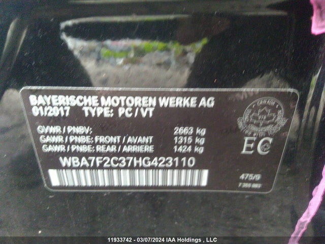 WBA7F2C37HG423110 BMW 750 Xi