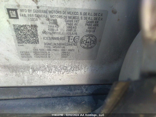 Chevrolet TRAX 2019 3GNCJKSBXKL244742 Image 9