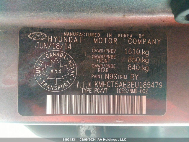 Hyundai ACCENT 2014 KMHCT5AE2EU185479 Image 9
