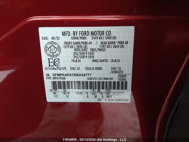 Ford Edge Titanium 2024 2FMPK4K91RBA24777 Image 9