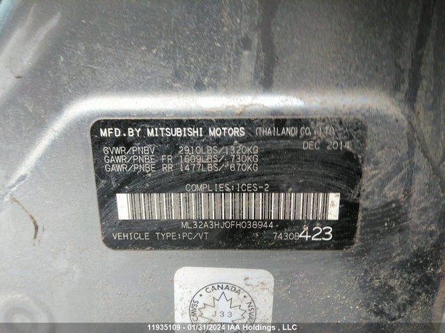 ML32A3HJ0FH038944 Mitsubishi MIRAGE DE