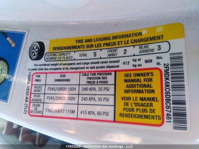 Auction sale of the 2013 Ford Edge Limited, vin: 2FMDK4KC6DBC67461, lot number: 11935208