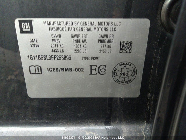 1G11B5SL3FF253895 Chevrolet Malibu
