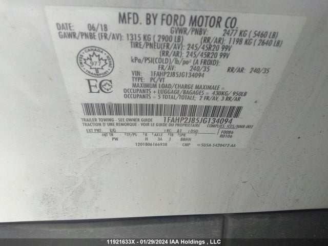 1FAHP2J85JG134094 Ford Taurus Limited