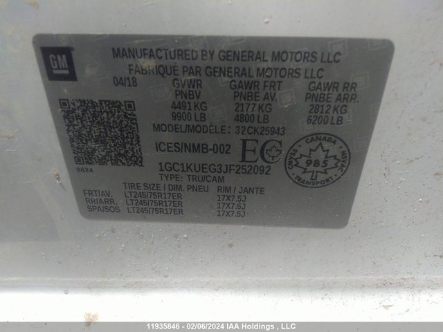 Chevrolet SILVERADO 2500HD 2018 1GC1KUEG3JF252092 Image 9