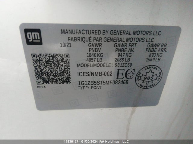 1G1ZB5ST5MF082468 Chevrolet Malibu