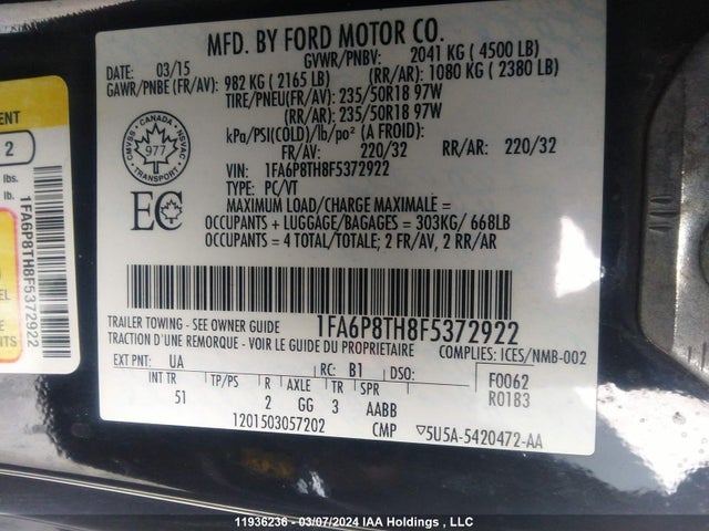 Ford Mustang 2015 1FA6P8TH8F5372922 Image 27