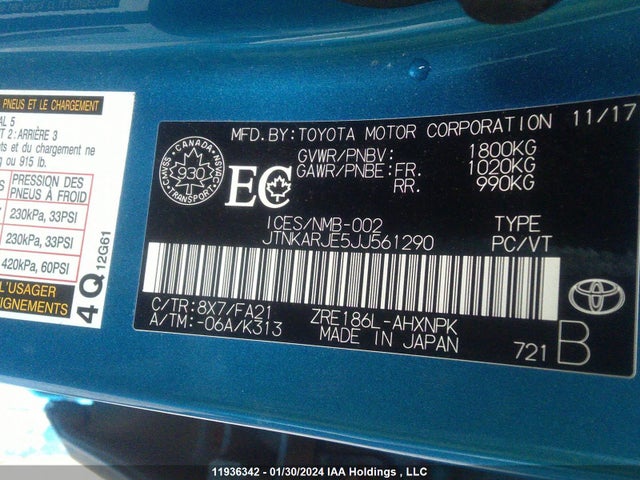 Продажа на аукционе авто 2018 Toyota Corolla Im Base (cvt), vin: JTNKARJE5JJ561290, номер лота: 11936342