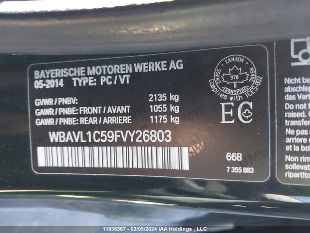 WBAVL1C59FVY26803 BMW X1 Xdrive28i