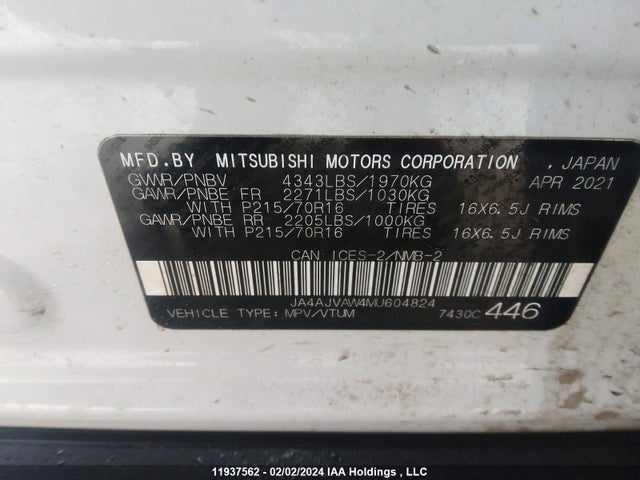JA4AJVAW4MU604824 Mitsubishi Rvr Se/sel/le/gt